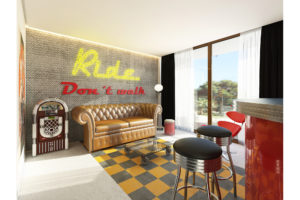 Suite "Biker Station". Render 3D del proyecto.